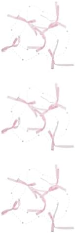 LOGOFUN 3pcs Bow Bead Curtain with Tassels in Pink