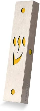 Modern Stainless Steel Mezuzah Case Yellow Shin