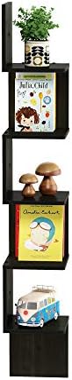 Furinno Rossi Wall Mount Floating Corner Shelf 5-Tier Espresso