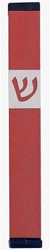Agayof Medium Edgy Mezuzah with Shin Cut-Out Red