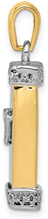14k Two-Tone Solid Yellow Gold Satin Mezuzah Pendant