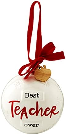 Mud Pie Ceramic Christmas Ball Best Teacher 45x4