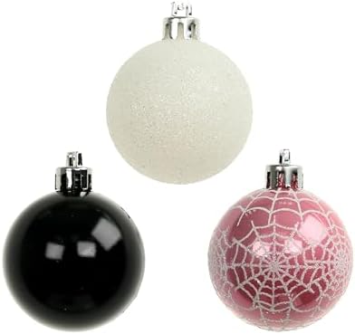 Ashland 175 Pink Black White Halloween Ball Ornaments 6ct