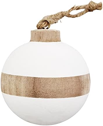 Mud Pie Paulownia Wood Christmas Ball Ornament