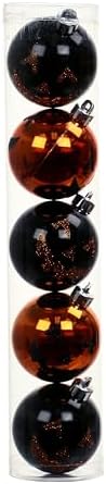 Ashland 225 Inch Black Orange Pumpkin Face Plastic Ball Ornaments 5ct