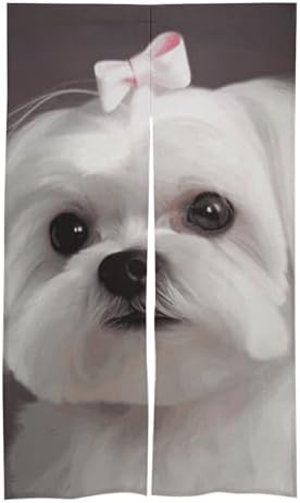Lovely Maltese Dog Door Curtain Panel 17x57 Inch