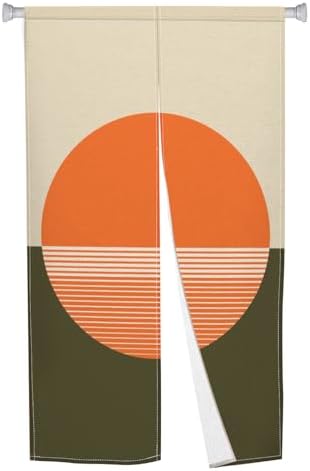 Leowefowa Japanese Style Noren Curtain Orange Sun Pattern 34x48
