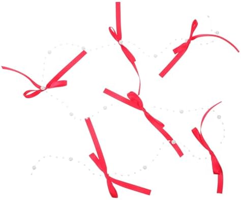 LOGOFUN Bow Bead String Curtain with Tassels Red