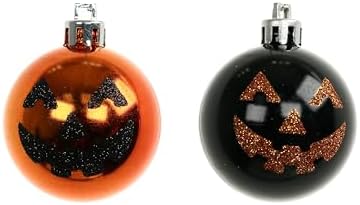 Ashland 225 Inch Black Orange Pumpkin Face Plastic Ball Ornaments 5ct