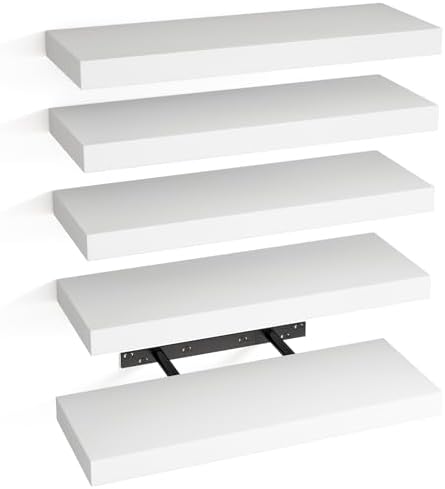 Fixwal 158in Floating Shelves White 5 Pack