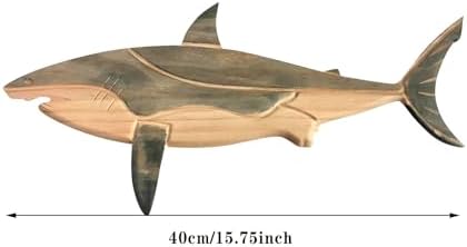 Wood Shark Wall Art Decor for Home Ocean Theme
