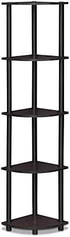 Furinno Turn-N-Tube 5 Tier Corner Shelf Dark Walnut