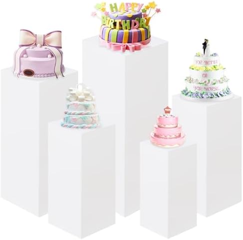 Premium White Square Pedestal Stands Set of 5