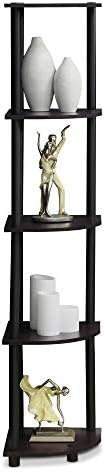 Furinno Turn-N-Tube 5 Tier Corner Shelf Dark Walnut