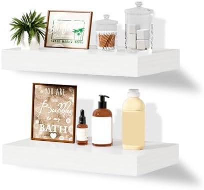 Modern Wooden Floating Wall Shelves Set of 2