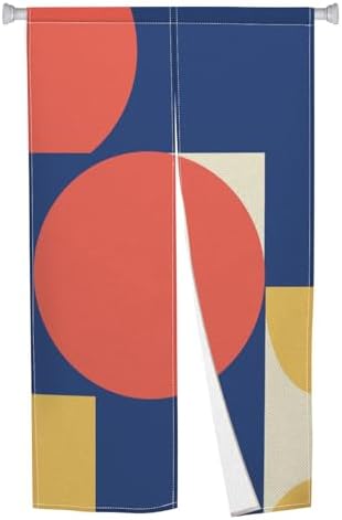Leowefowa Japanese Door Curtain Noren Red Circle Traditional Artistic Painting Tapestries
