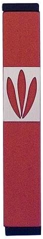 Agayof Small Mezuzah with Leaf Cutout - Red