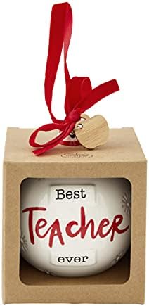 Mud Pie Ceramic Christmas Ball Best Teacher 45x4