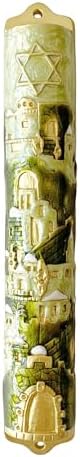 Exquisite Jerusalem Enamel Mezuzah - Premium Metal Design