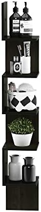 Furinno Rossi Wall Mount Floating Corner Shelf 5-Tier Espresso