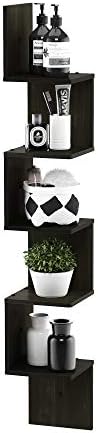 Furinno Rossi Wall Mount Floating Corner Shelf 5-Tier Espresso