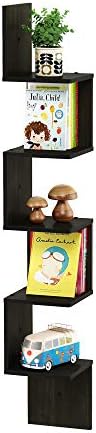 Furinno Rossi Wall Mount Floating Corner Shelf 5-Tier Espresso