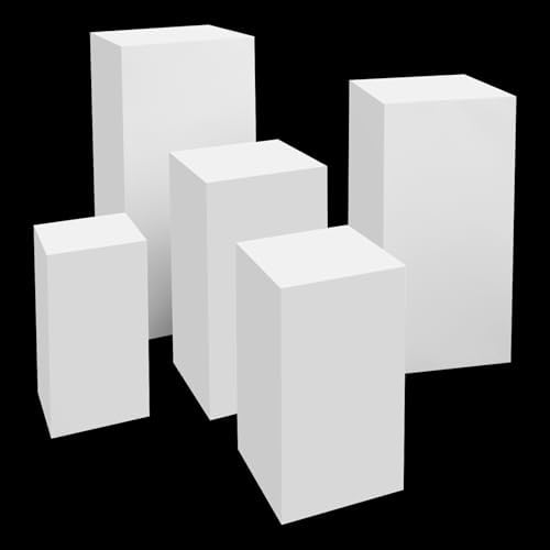 5Pcs Square Display Pedestals White Metal Cakes Dessert Table Stands
