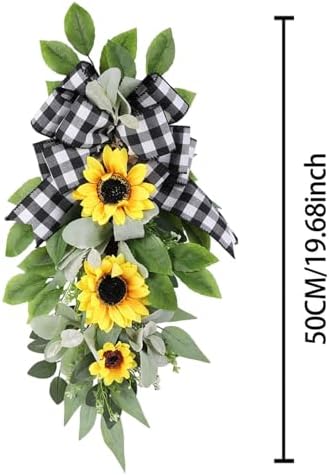 Artificial Sunflower Teardrop Front Door Wreath