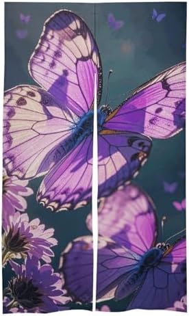 Lovely Purple Butterfly Door Cover Curtain 57x17 Inches