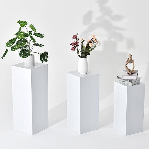 VINCIGANT 3Pcs White Square Cake Pedestal Stands for Parties