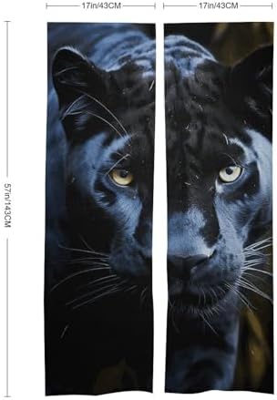 Panther Door Curtain with Blue Eyes 57 X 17 Inches