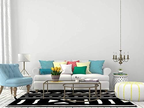 African Mud Cloth Black and White Area Rug