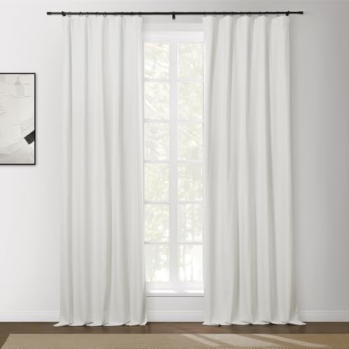 ChadMade Blackout Curtains 54 Inches Long 2 Panels Ivory White