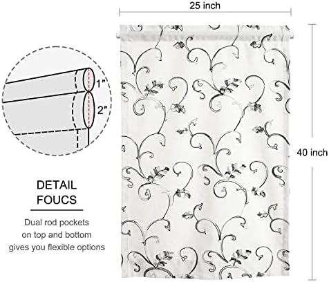 VOGOL French Door Curtains 25x40 Inches Grey on Beige Panel