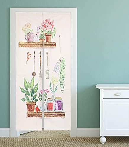 Noren Japanese Style Doorway Curtain with Planter Print