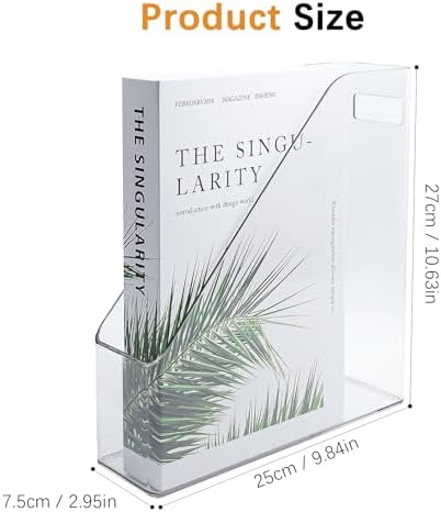2 Pack Acrylic Magazine Holder with Handle for Desk Organization