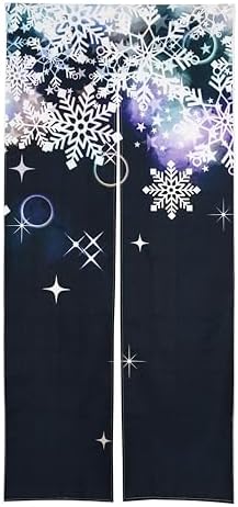 Noren Japanese Style Doorway Curtain with Crystal of Snow Print