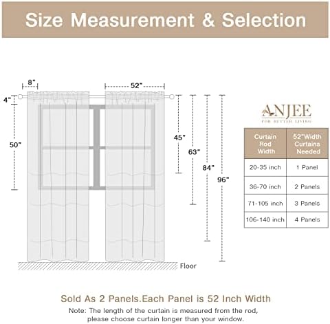Anjee Rainbow Sheer Curtains 2 Panels 72 Inches Long