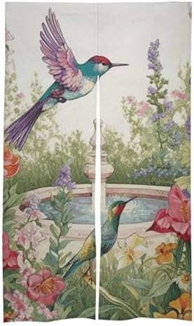 Garden Birds Flowers Door Curtain 57x17 Inches