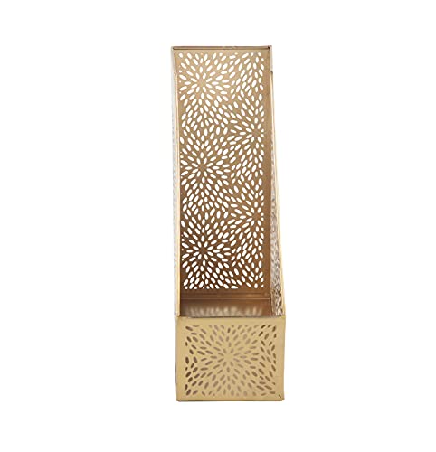 CosmoLiving Gold Magazine Holder with Floral Design