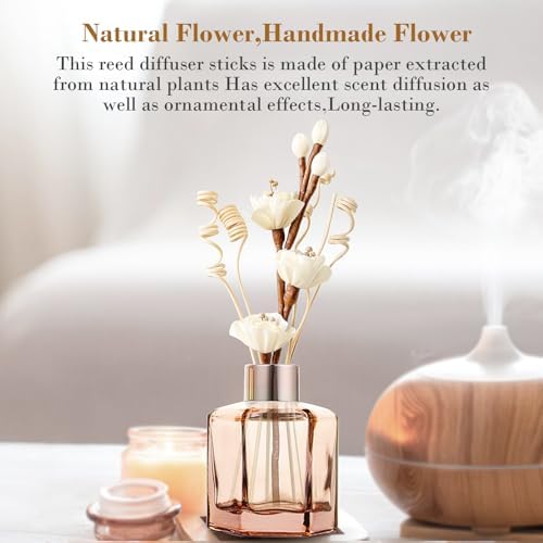Natural Reed Diffuser Sticks Set with Flowers
