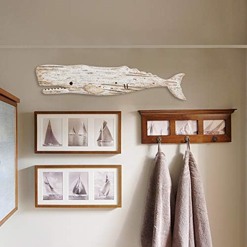 K KILIPES Wooden Whale Wall Hanging Nautical Decor