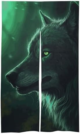 Green Wolf Door Cover Curtain 57x17 Inches