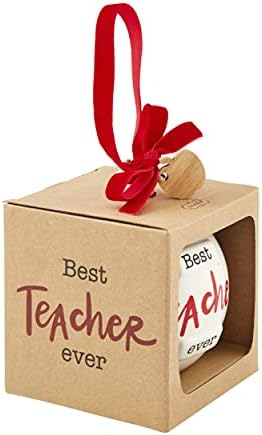 Mud Pie Ceramic Christmas Ball Best Teacher 45x4