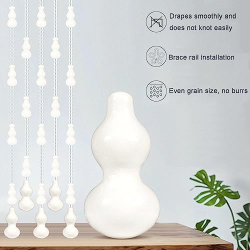 White Wood Beaded Door Curtain 41 Strands 135x225cm