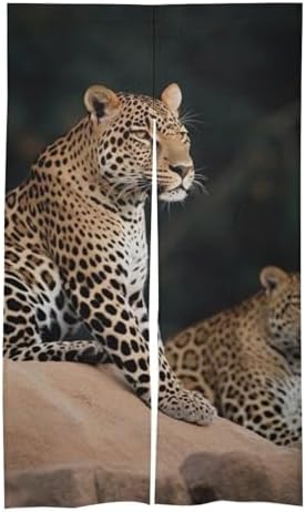 African Leopard on Rock Door Cover Curtain 57x17 Inch