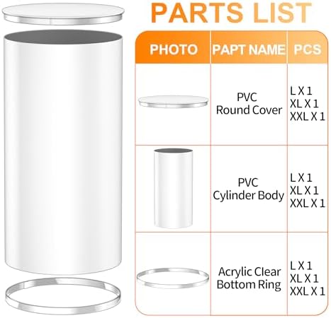 White Cylinder Pillar Stand 3 Pieces for Party Decor