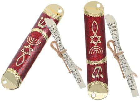 2 Sets Elegant Jewish Mezuzah with Authentic Scroll and Unique Metal Design