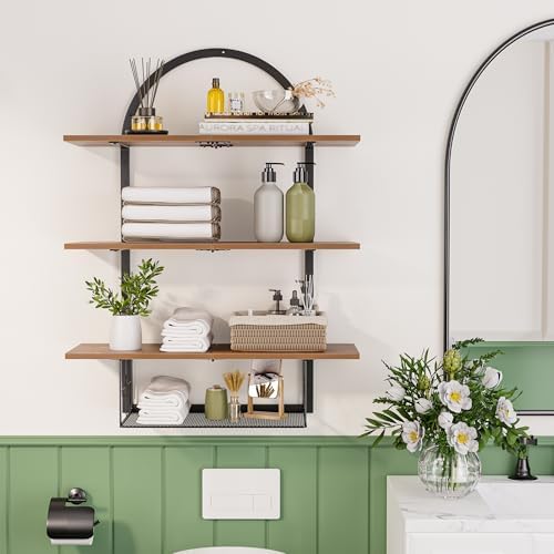 XLHOMO Floating Shelf Wall 24 Inch 31 Tier Rustic Brown