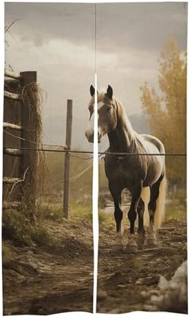 Fence and Horse Door Cover Curtain 57x17 Inches